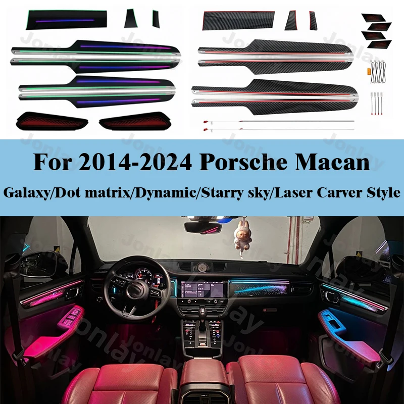 Für Macan 2014-2024 Ambientebeleuchtung Stimmungslicht Atmosphärenlampen-Set Auto-Zubehör LED-Türverkleidungsleiste Dekorations-Upgrade