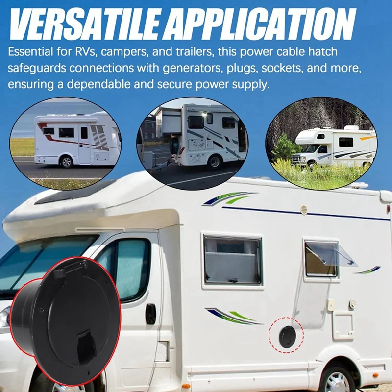 

B0a-t2-Pack, черные крышки люков для автофургонов, круглый люк для электрического кабеля для прицепа на колесах, крышка люка шнура питания для автофургонов с