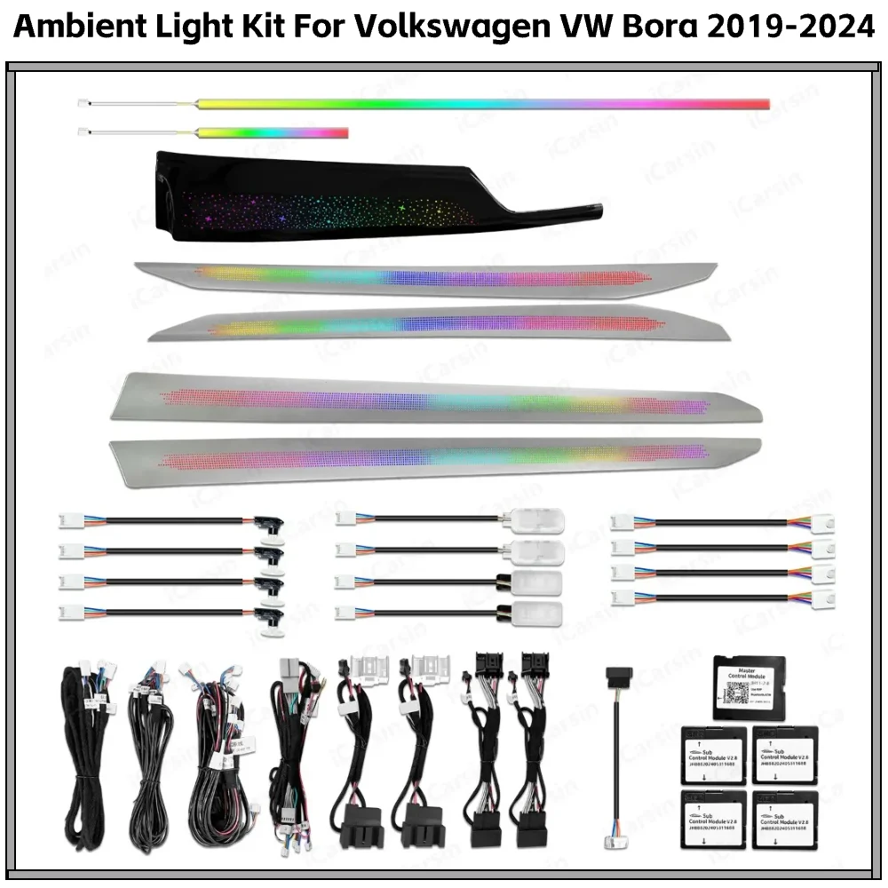 

Модернизированное светодиодное окружающее освещение салона автомобиля Symphony для Volkswagen VW Bora 2019-2024, аксессуары для полос, украшение