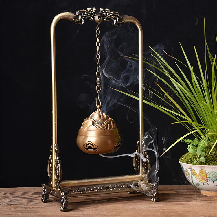 Incense Coil Burner Pure Copper Household Antique TikTok Backflow Incense Deep Sandalwood Tower Incense Hanging Hanging Furnace