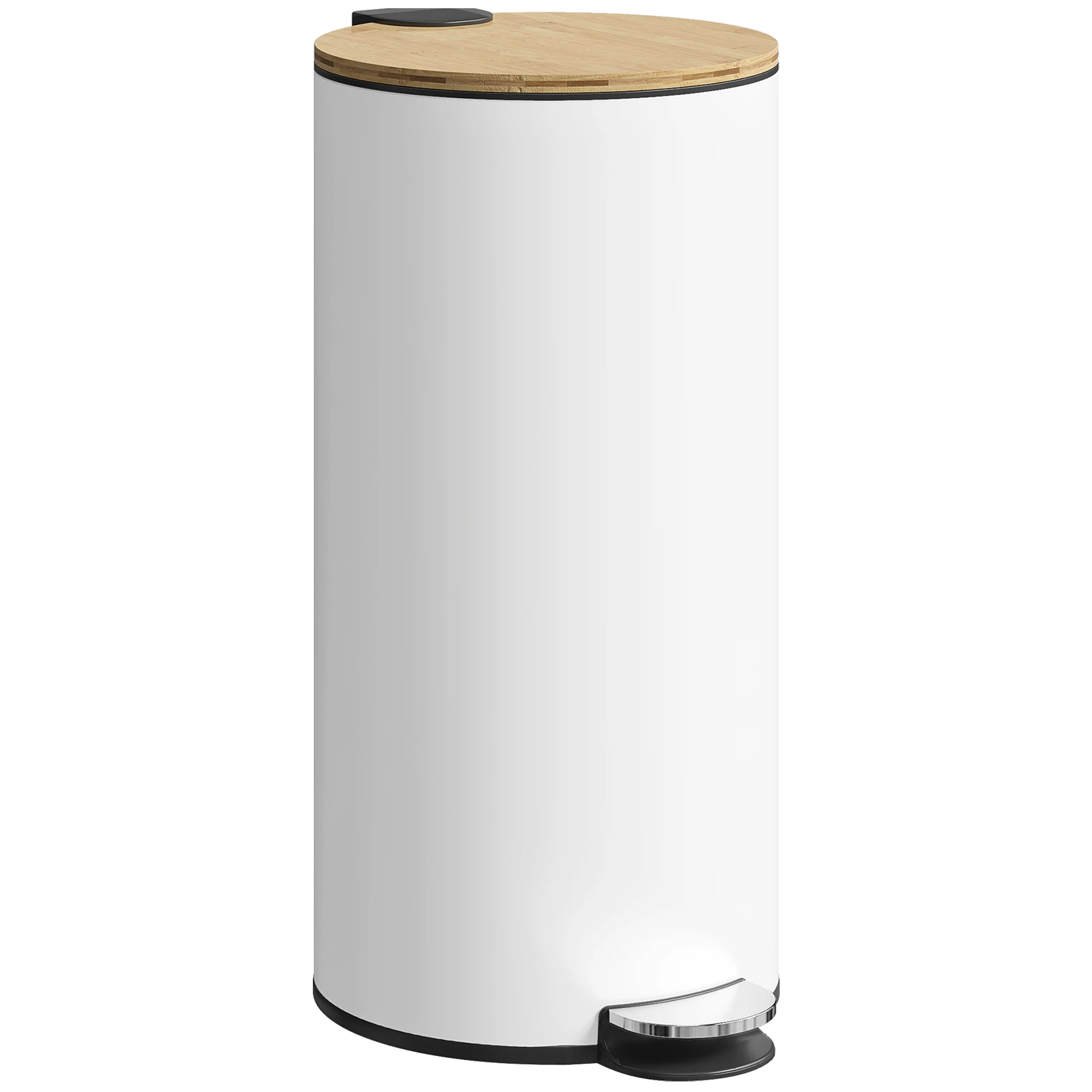 Cubo de Basura Cocina 30L con Pedal Tapa de Cierre Suave y Cubo Extraíble para Dormitorio Oficina Estudio Salón Crema