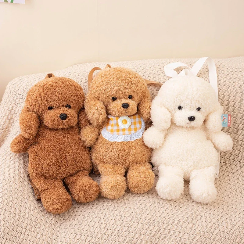 35/45CM Teddy Dog Backpacks Stuffed Animal Poodle Bag Plush Adjustable Schoolbags Kindergarten Plush Backpack Toys Gifts