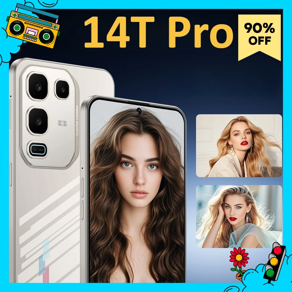 2025 nouveau 14T Pro Original 7.3HD téléphones portables 5G double carte Smartphone 7800mAh Android 15 pas cher Version mondiale téléphones mobiles