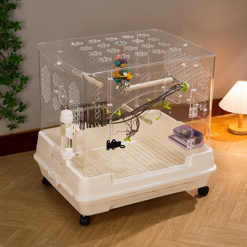 Crystal transparent , acrylic , high-end light luxury home bird cage, large bird cage, parrot villa