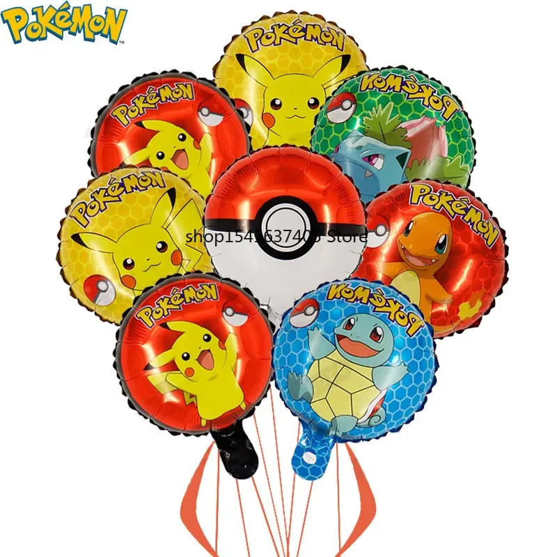 8Pcs Pokemon Ballons Decoration Birthday Dream Theme Birthday Party Decor Pikachu Balloon 10inch Set Baby Shower Supplies Toys