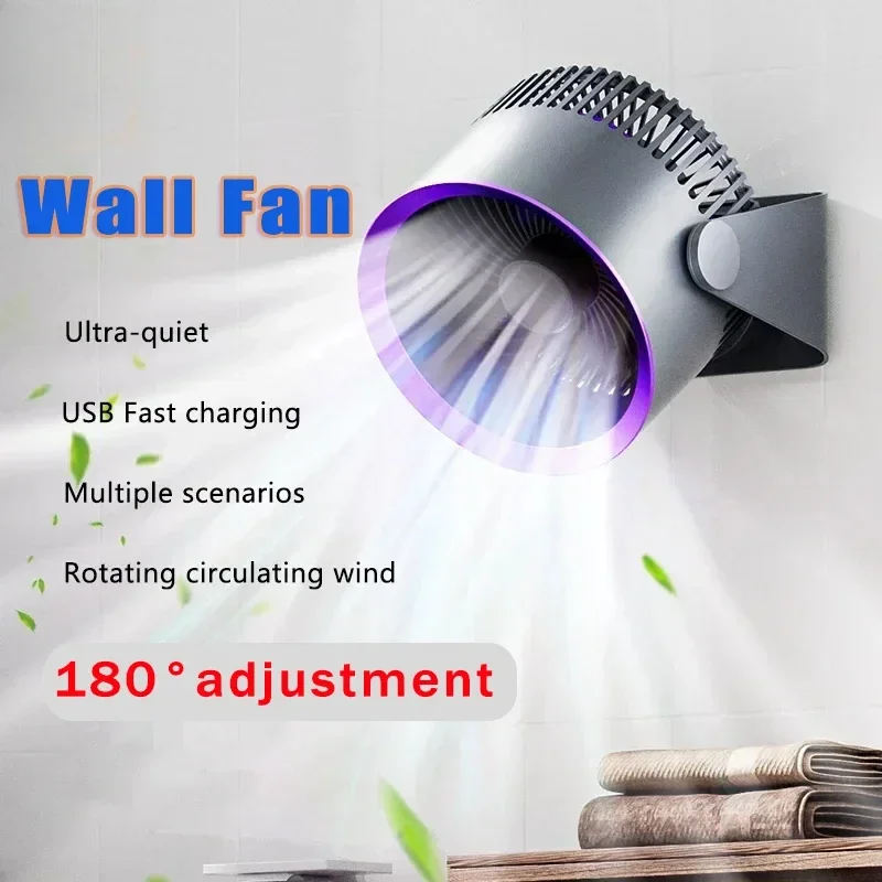 Cordless Electric Fan 4000mAh High Power Desktop Air Cooler USB Charging Home Kitchen Wall-mounted Air Circulation Fan