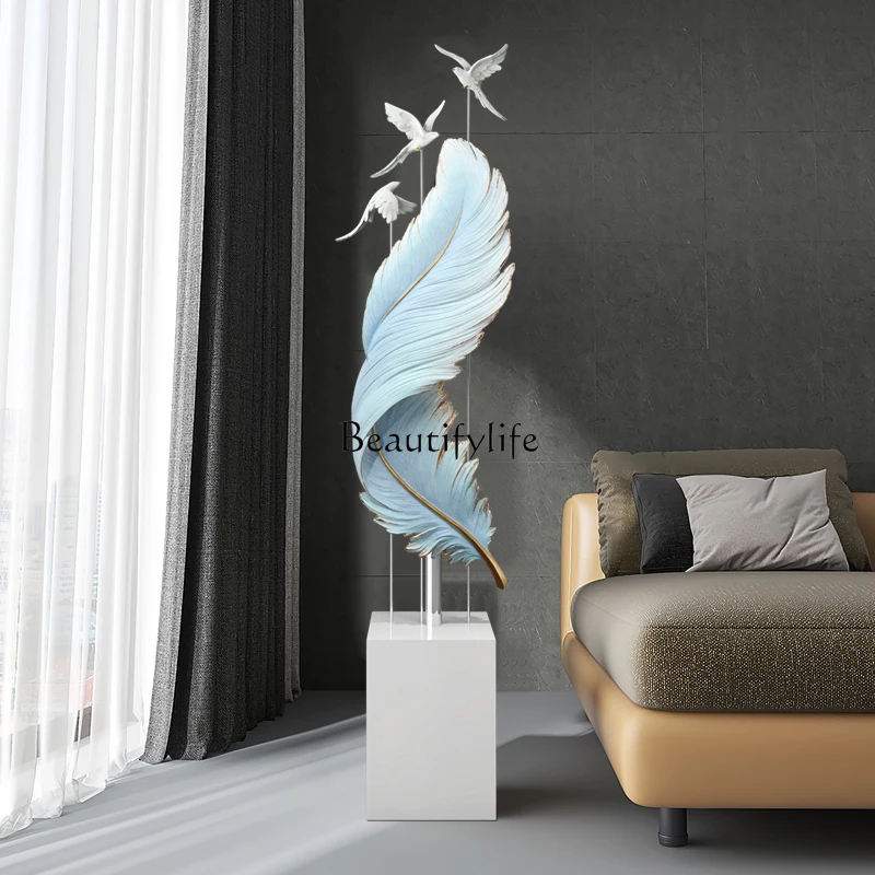 

Nordic feather floor ornaments large living room porch TV cabinet home accessories office decoration