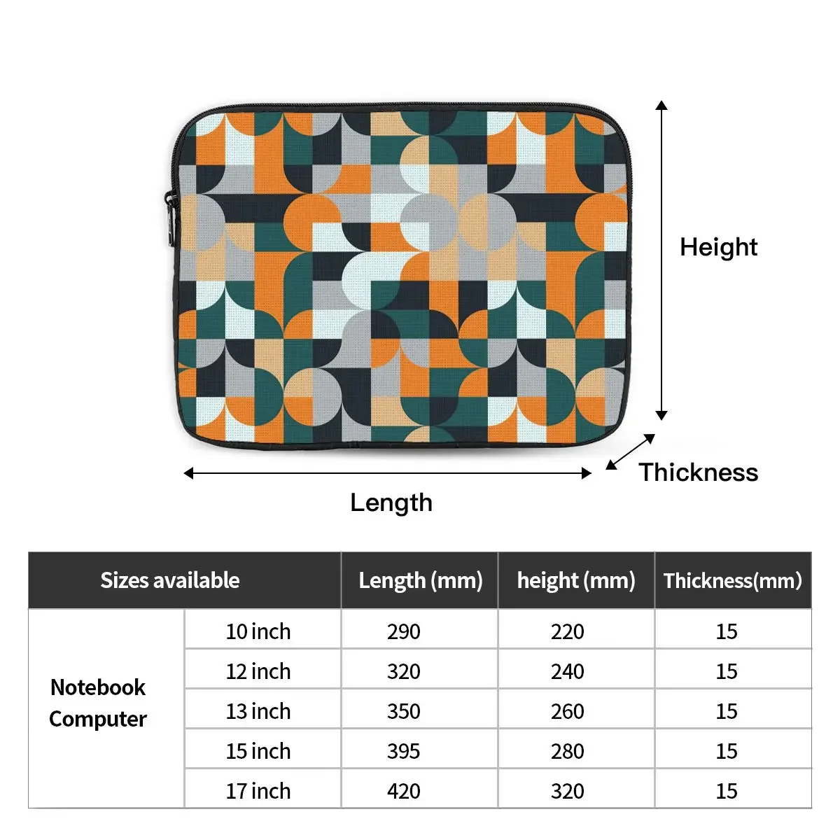 Seamless Pattern With Colorful Geometric Mid Century Computer ipad Laptop Cover Case Laptop Sleeve Bag Portable Cover