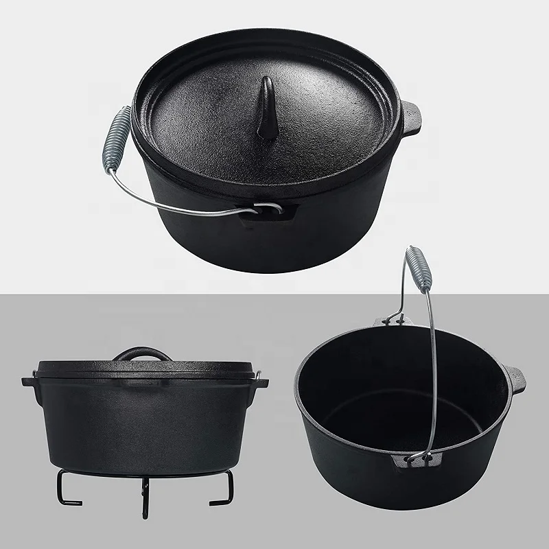 

Набор из 7 предметов: чугунная посуда для кемпинга с предварительной обработкой, для использования на открытом воздухе, на растительном масле