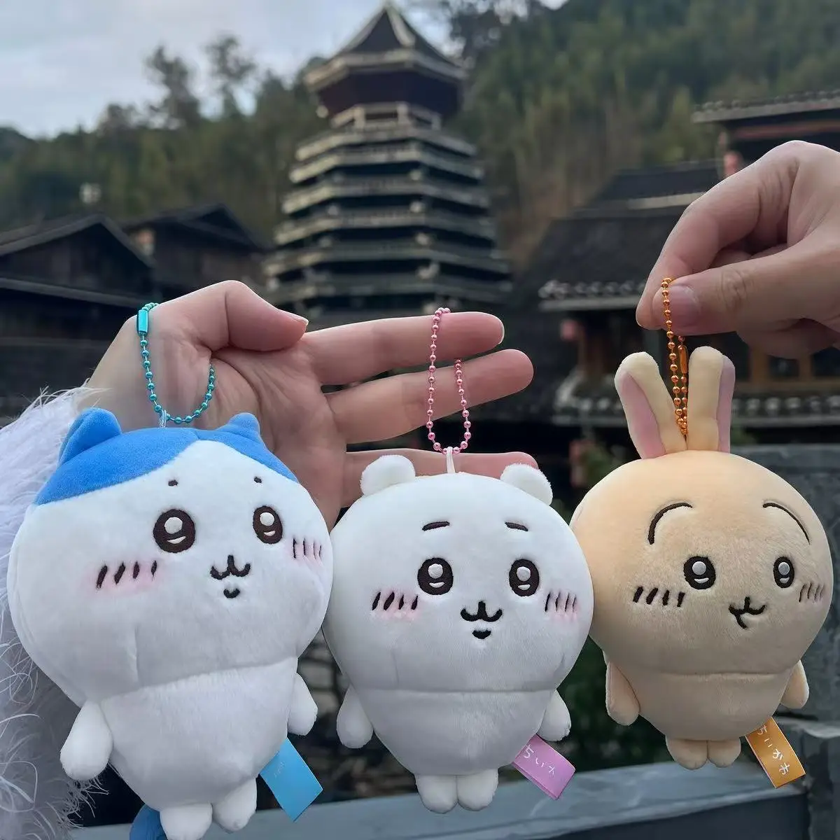 3PCS/SET Chiikawa Cartoon Usagi Hachiware Usachi Soft KAWAII Plush Doll Keychain Pendant Toy - Pajama Theme Gift in Stock