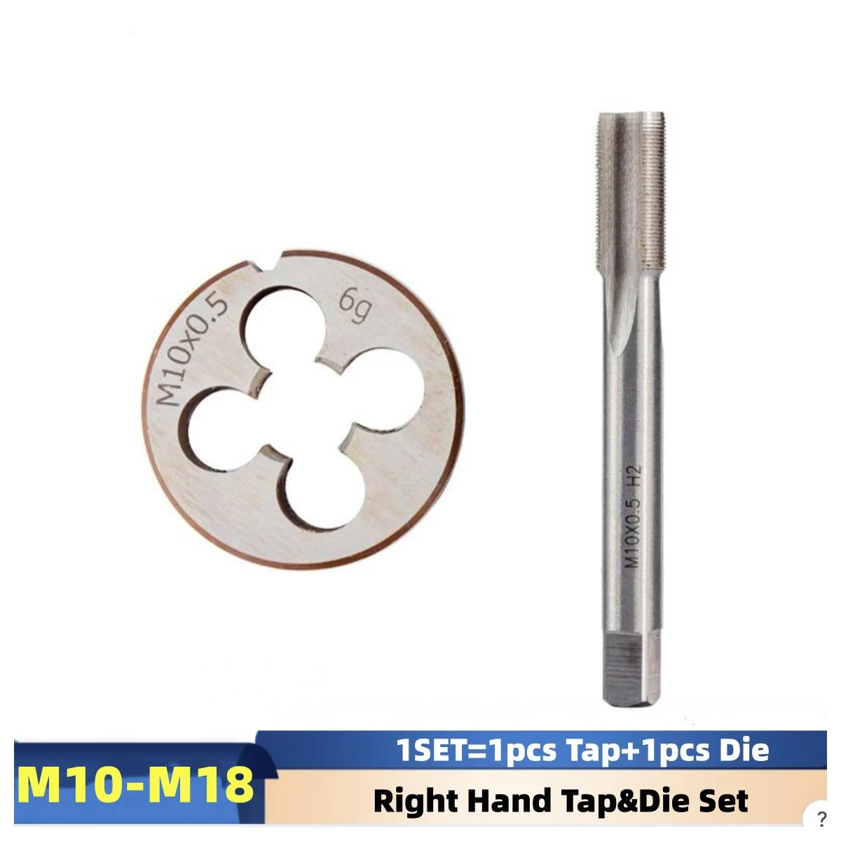 1Set Metric Thread Tap and Die Set Fine Thread Tap Round Die M10M11M12M13M14M15M16M17M18 X0.5 1.25 1 2 1.75 2.5