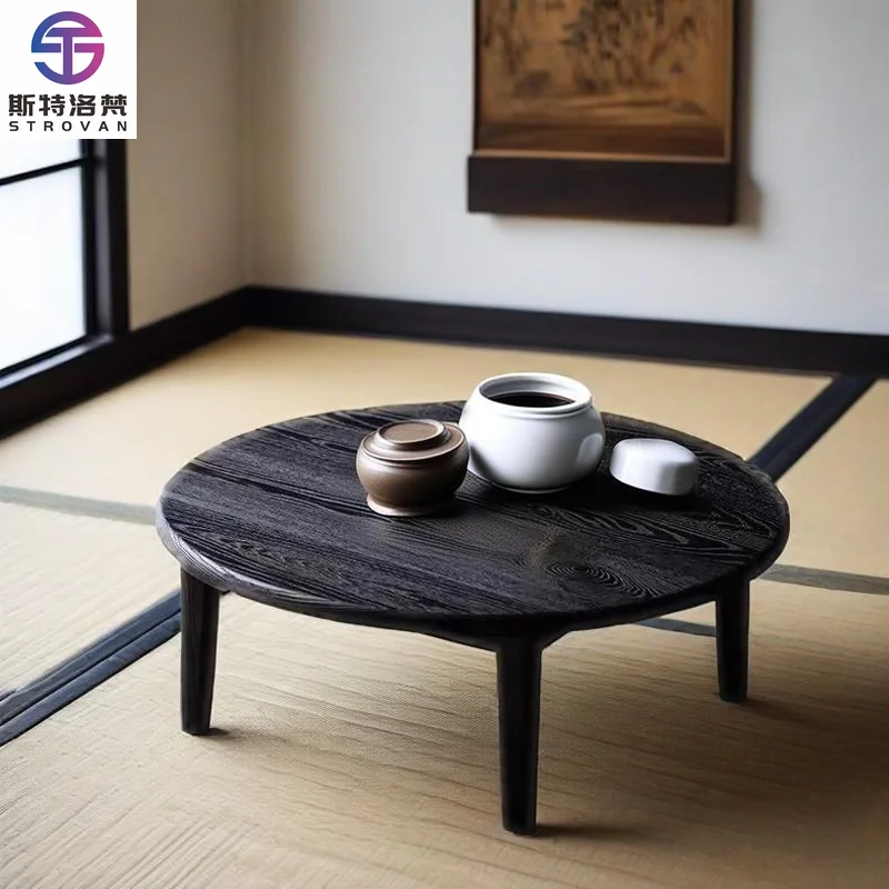 

Simple Style Living Room Furniture Round Shape Side Tables Modern Solid Wood Coffee Table Luxury