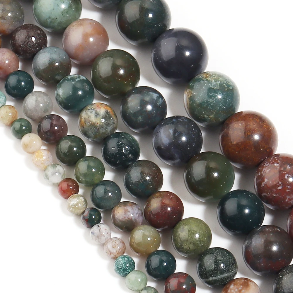 1strand 4/6/8/10/12mm Indian Agate Round Natural Stone Beads Loose Spacer Bead For Jewelry Making DIY Necklace Bracelet