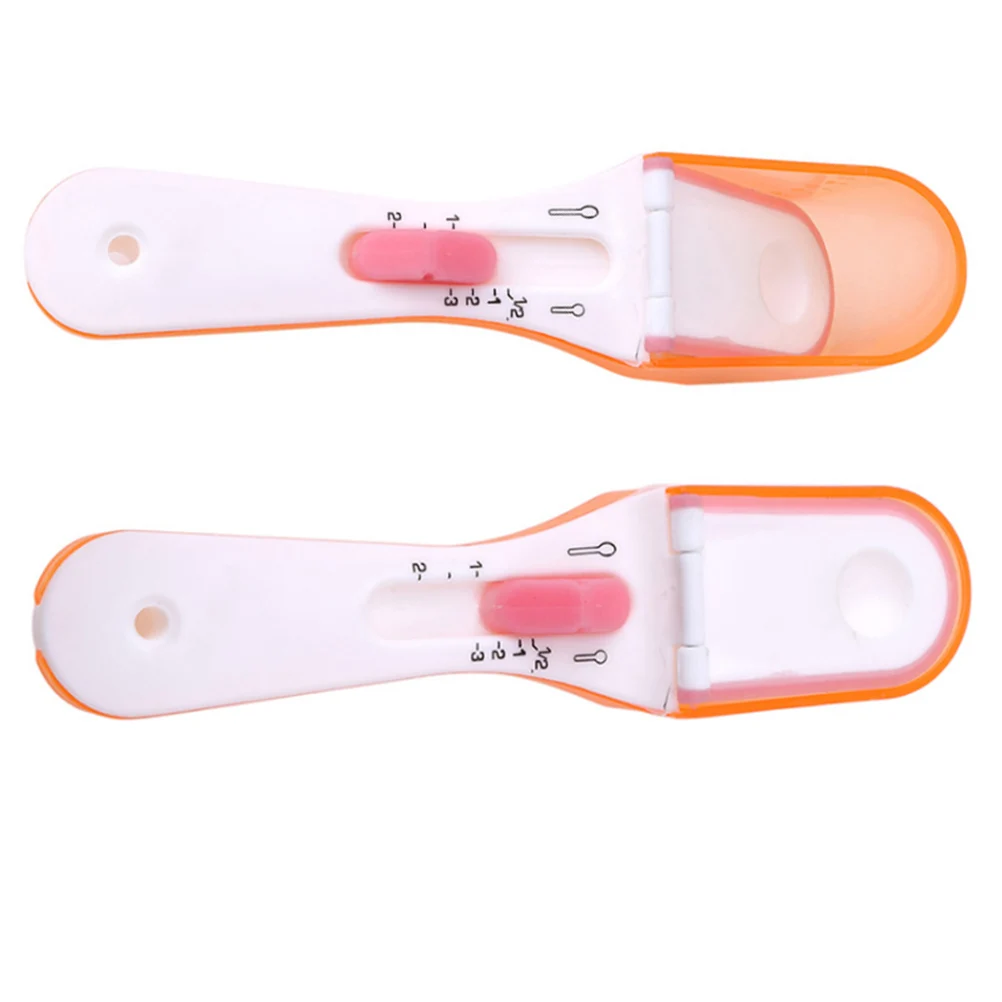 

2pcs Measuring Spoons 5ml-30ml Measuring Cup Meausre Plastic Adjust Spoon with Scale Cooking Baking Accessoires (Orange + White)