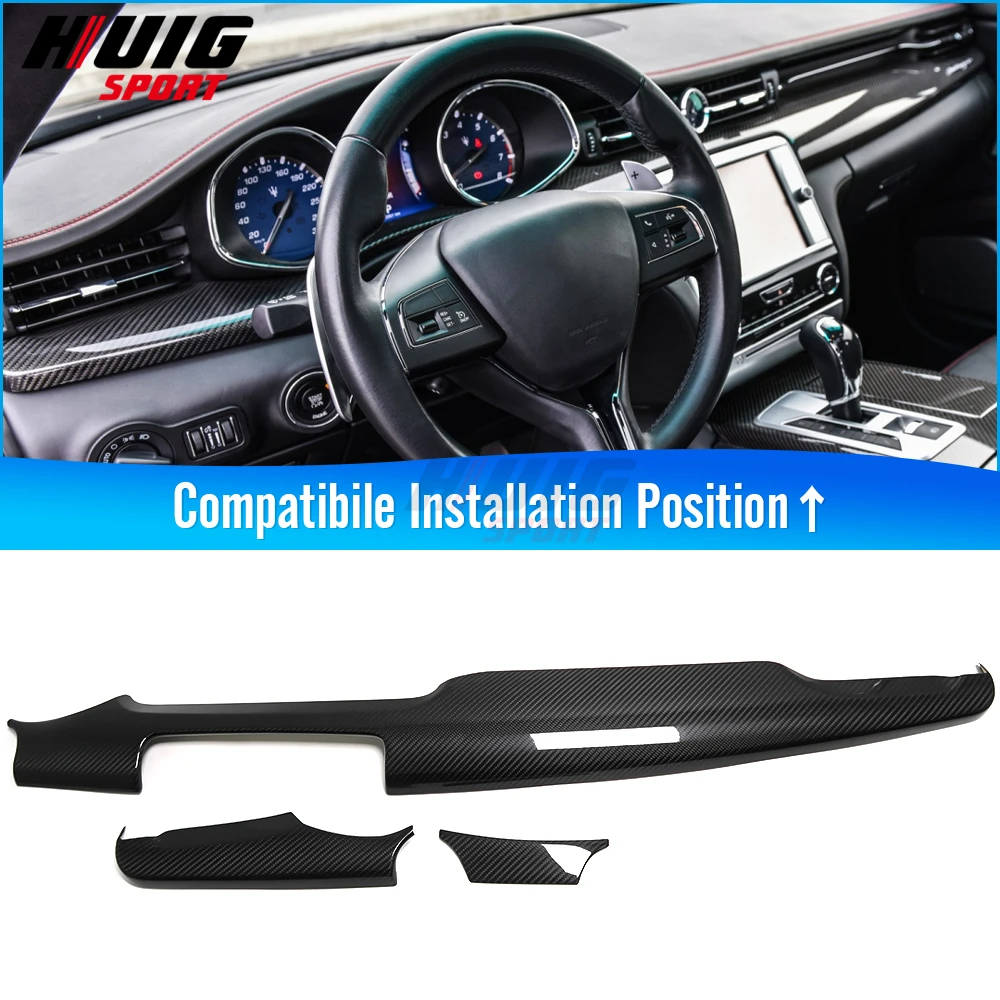 ألياف الكربون سيارة الداخلية مركز والعتاد التحول لوحة وحدة التحكم الجانب الباب الديكور غطاء الكسوة لمازيراتي كواتروبورتي 2016-2021 #6