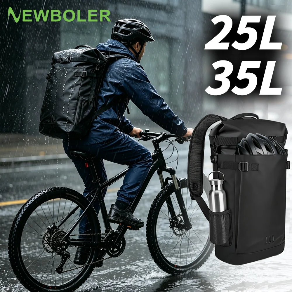 Mochila de Ciclismo Impermeable NEWBOLER de 25L/35L, Gran Capacidad, de PVC, para Bicicleta de Montaña o Carretera, para Senderismo, Escalada y Actividades al Aire Libre