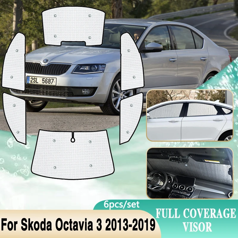 For Skoda Octavia 3 MK3 5E Sedan Estate 2013~2019 Car Windshield Sunshade Sun UV Protection Visor Car Accessories 2014 2015 2016