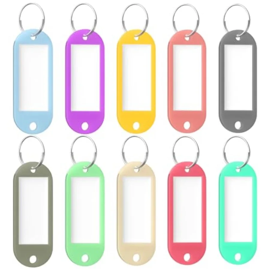 

10 Pcs Key Tags, 10 Color Key Tags with Labels, Key Labels for Keychain, Plastic Key Identifiers with Split Ring, Blank Key Rin