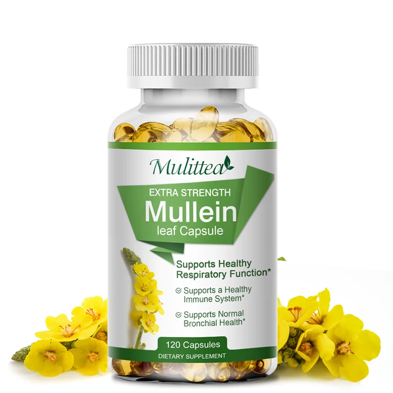 Mulittea Natural Mullein Leaf Capsules Clear Lungs Detoxify Respiratory Health Headache Cough Relief Pain Detoxification