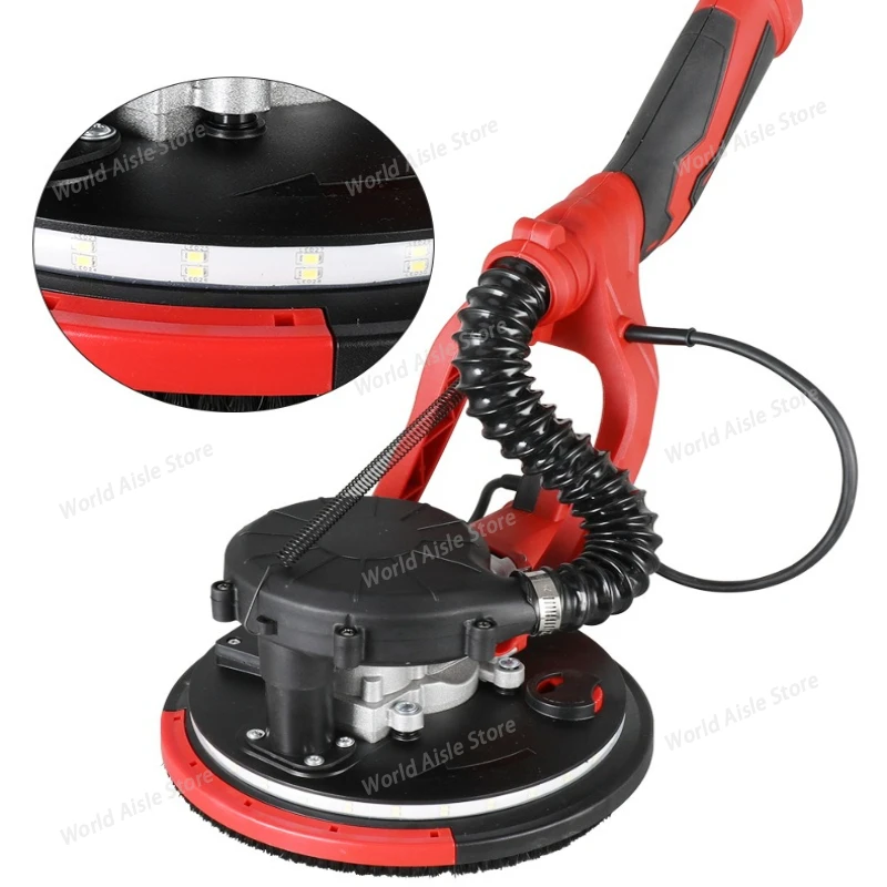 1250W Electric Drywall Sander Wall Grinding Machine Putty Sandpaper Machine LED Light Long Rod Grinding Wall Polishing