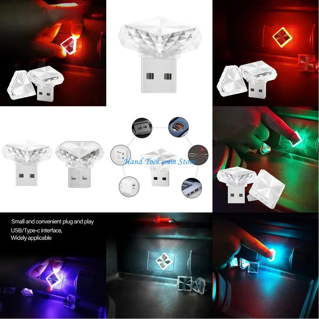 

H37F Car Interior USB LED Mood Light Touch Control Night Lamp with 6 Color and 4 Modes for Vehicle Room and More