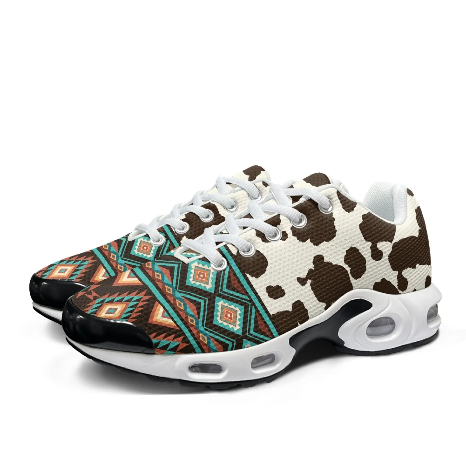 XIXIRIMIDO Air Cushion Sneaker Women's Running Shoe Nurse Shoes Men's Sneakers and Casual Shoes Tenis Feminino Aztec Cow Print
