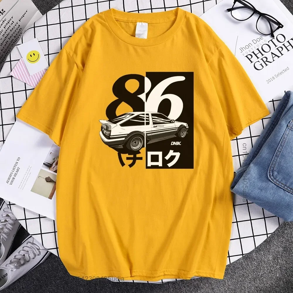 T-shirt manches courtes homme, estival et décontracté, à la mode, avec motif de dessin animé japonais Drift Initial D, 86