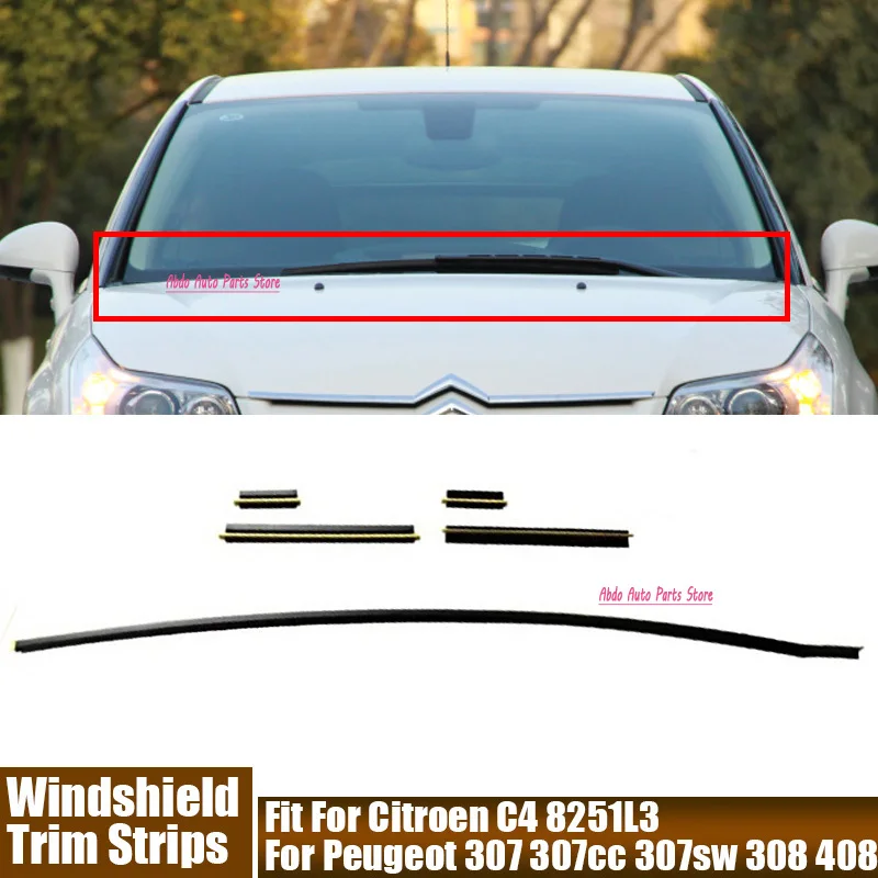 Abdo Front Windshield Lower Card Strip Kit Car Accessories Trim Strips Fit For Citroen C4 8251L3 For Peugeot 307 307cc 307sw 30