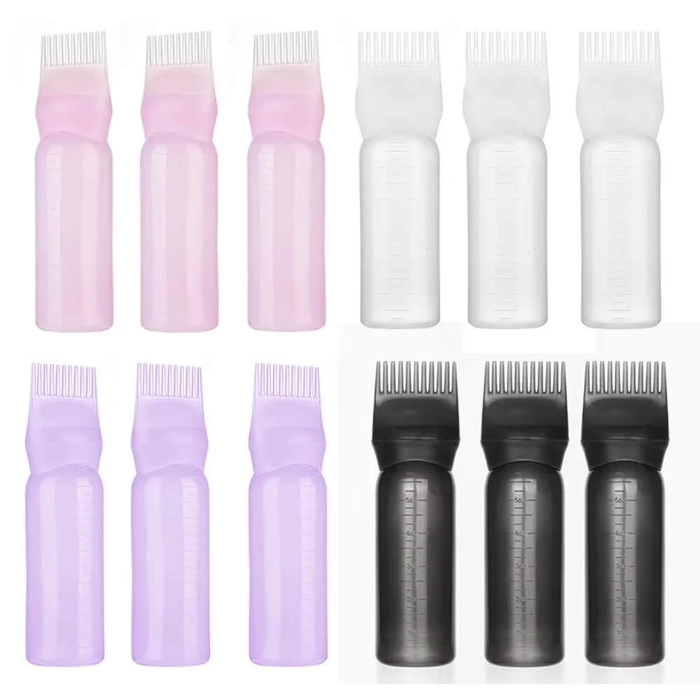 3pcs180ml Hair Oil Applicator Bottle Repeatable Filling Bottle Oil Applicator Bottle for Hair Professional Hairdressing Tools