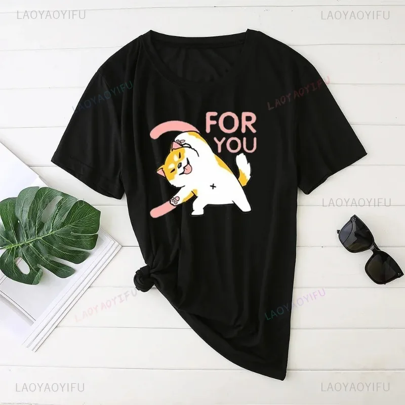 Camicia in cotone Coppia vestiti Set coordinato per te Magliette grafiche stampate per cani e gatti per San Valentino Magliette divertenti alla moda per magliette