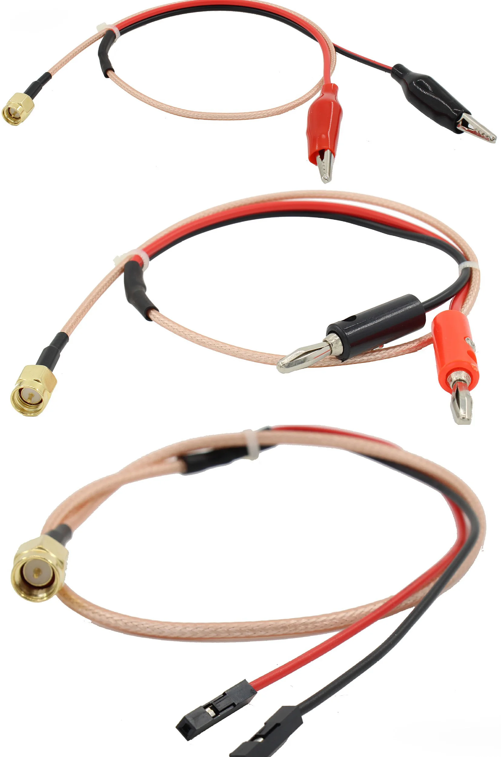 Oiyagai 2 Stuks SMA Female Naar Dubbele Alligator Klemmen Testkabel – RG316 50 Cm – Voor Hoogfrequente Metingen En Labwerk