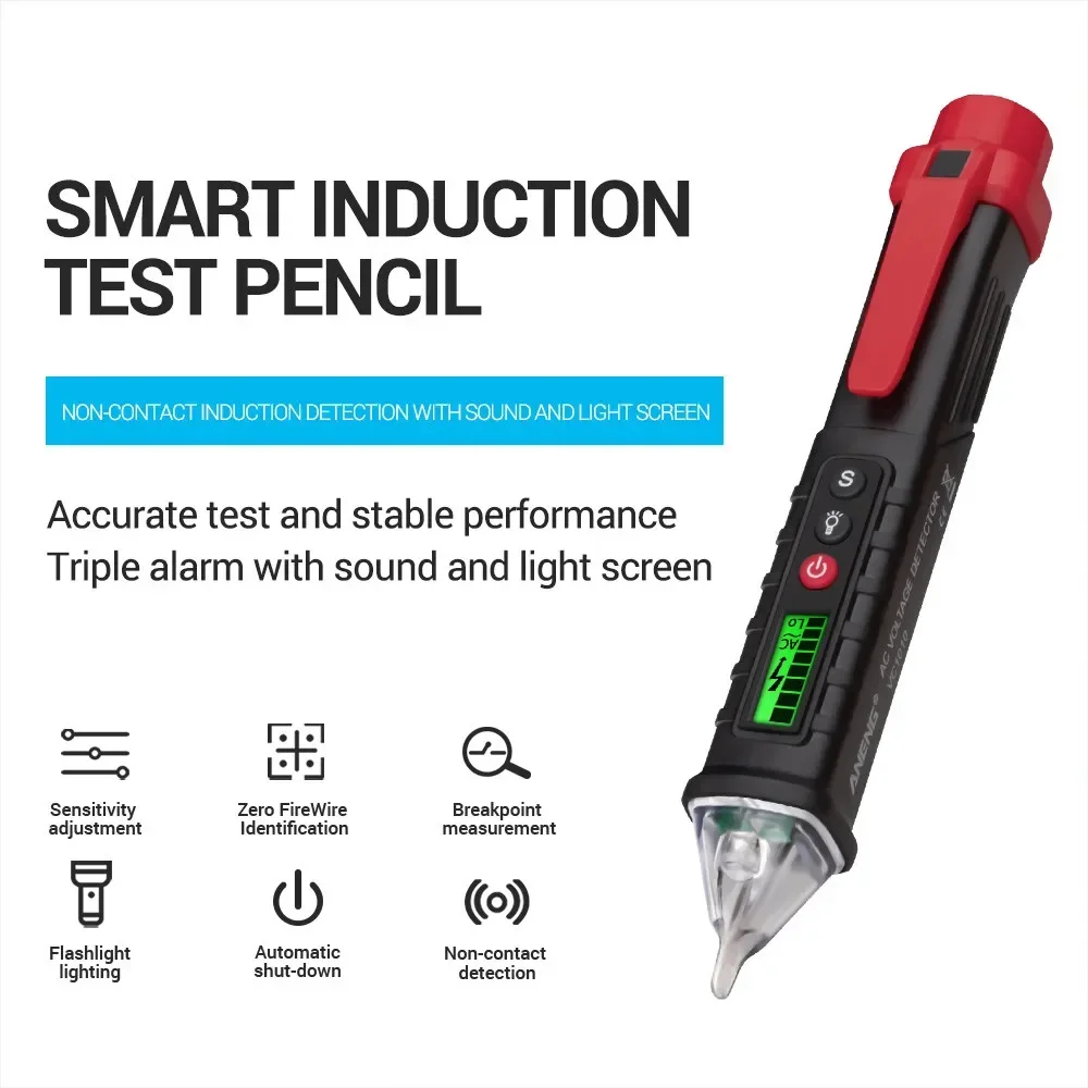 VC1010 Voltage Detector Intelligent Non-contact Pen AC Tester Meter Tester Pen Electric Indicator LED Sensor Volt Current Tester