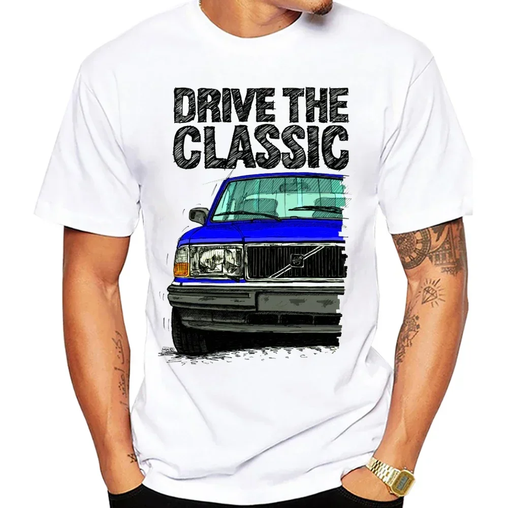 

Retro Old Classic Volvoes 240 90's Model T-Shirt Summer Men Short Sleeve Hip Hop Boy Casual Tshirts Turbo Wagons Car White Tees