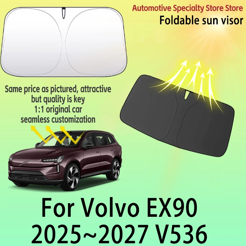 

For Volvo EX90 2025~2027 V536 Car Front Windshield Sunshade Fold Shade UV Shade Solar Sun Shade Privacy Curtain Car Accessories