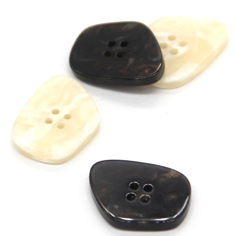 HENGC 4 Holes Square Light Pearl Resin Buttons For Clothing Chic Beige Black Girls Dress Fur Coat Jacket Suit Sewing Buttons