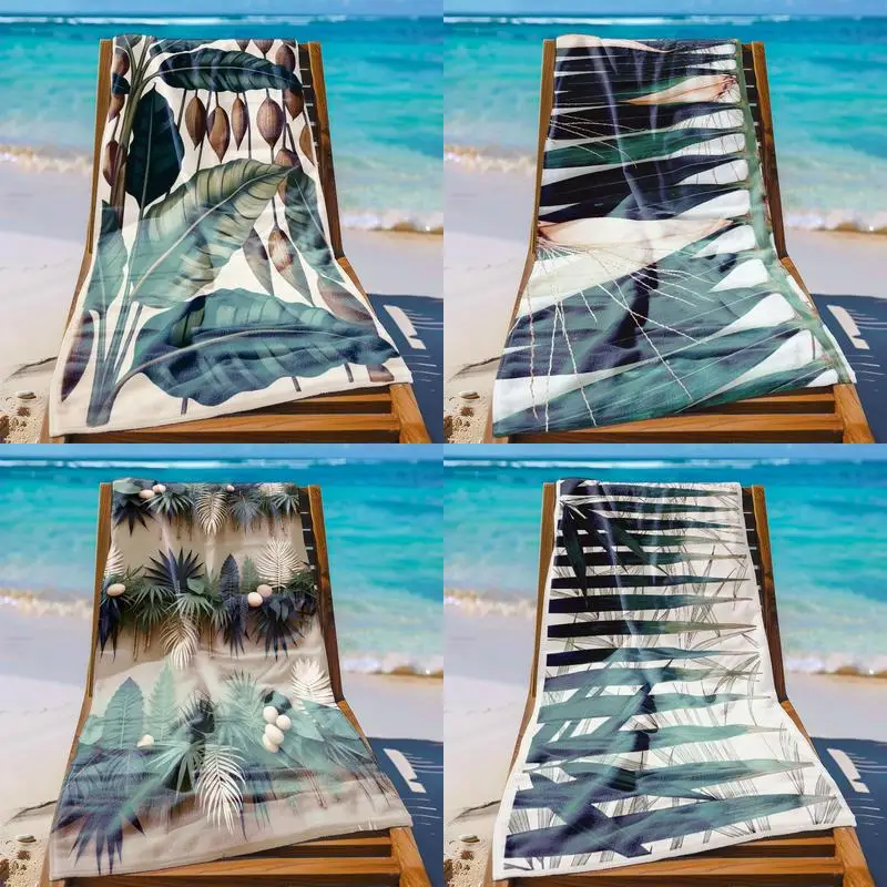 

Пляжное полотенце с узором в виде тропических листьев, защищающее от солнца и ветра, подходит для бассейна, кемпинга, путешествий, как одеяло.
