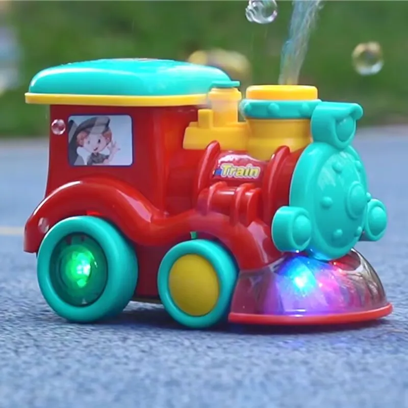 Tren de juguete, burbuja de pulverización universal, tren grande, música brillante, regalo educativo para niños y niñas
