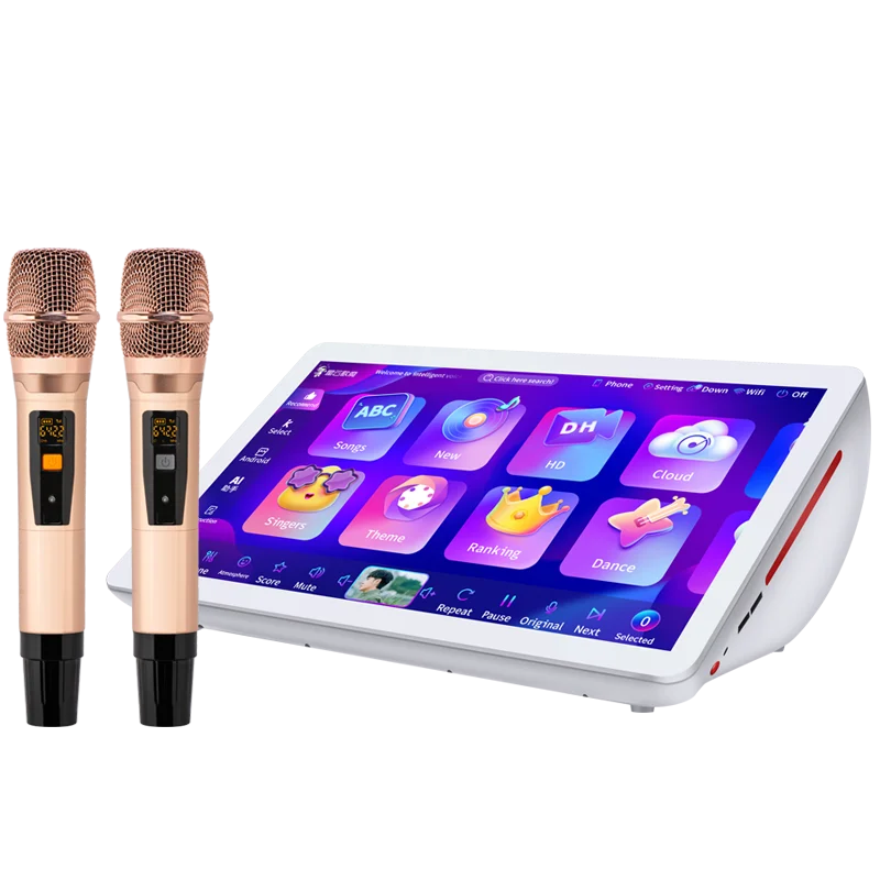 

Portable 19.5-Inch Touch Screen Karaoke Player Four-in-One Home Party With 2 Wireless Microphones
