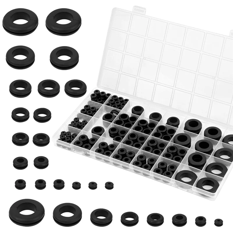 

【HOT-SELLING!】200Pcs Rubber Grommet Kit,Hollow Firewall Grommet, 8 Sizes Wire Grommets Assortment For Wiring, Hole Plugs, Automo