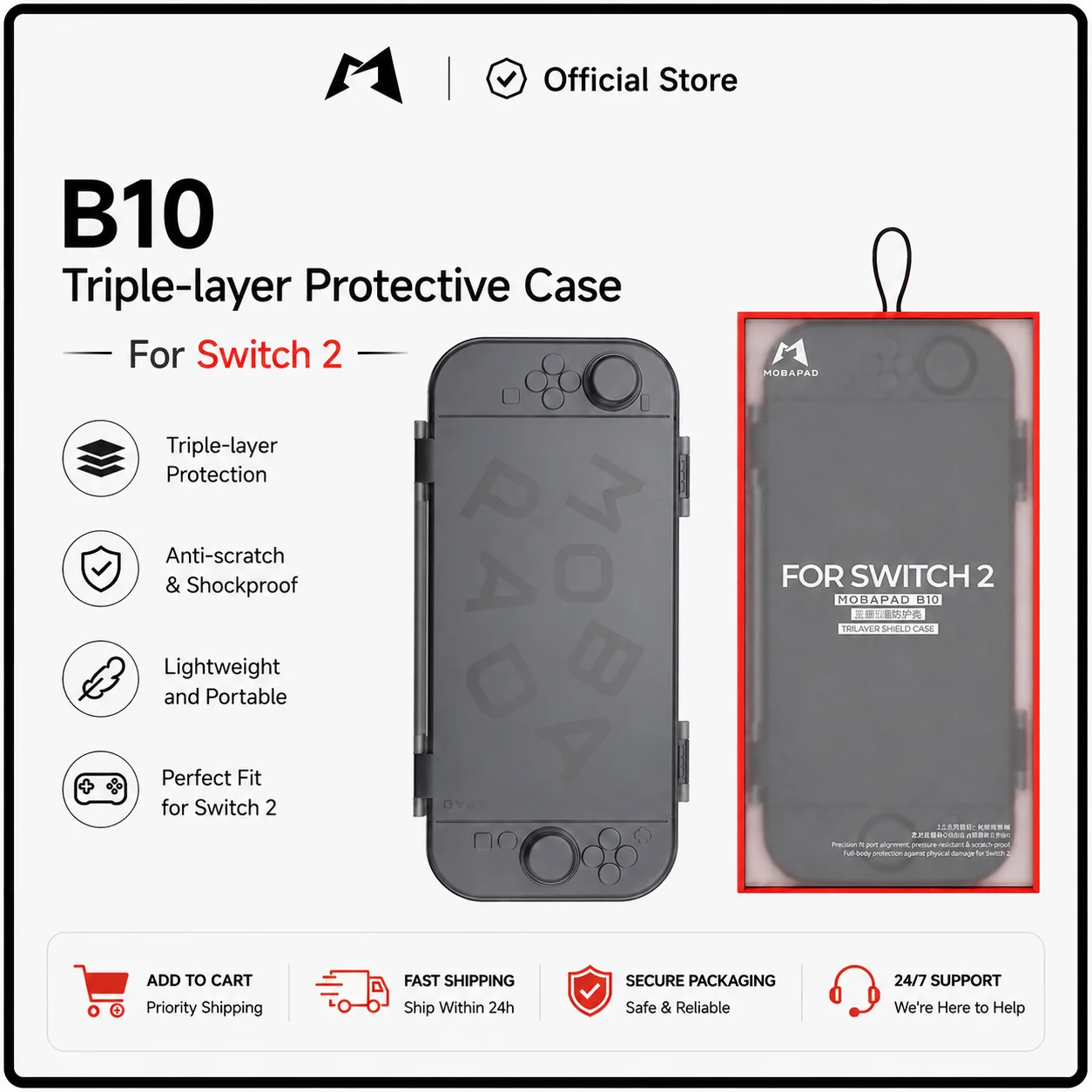 MOBAPAD B1 Protective Case for Nintendo Switch 2  Gradient Color Ultra-thin Hard Shell Case For NS2 Gamepad Accessories