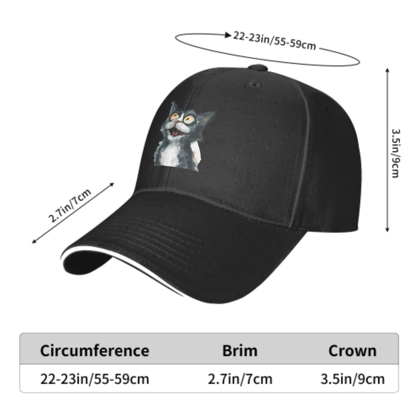 Silly Cat Unisex Baseball Cap FashionTrucker Hat Adjustable Casquette dla kobiet Mężczyźni Cztery pory roku Codzienne sporty na świeżym powietrzu