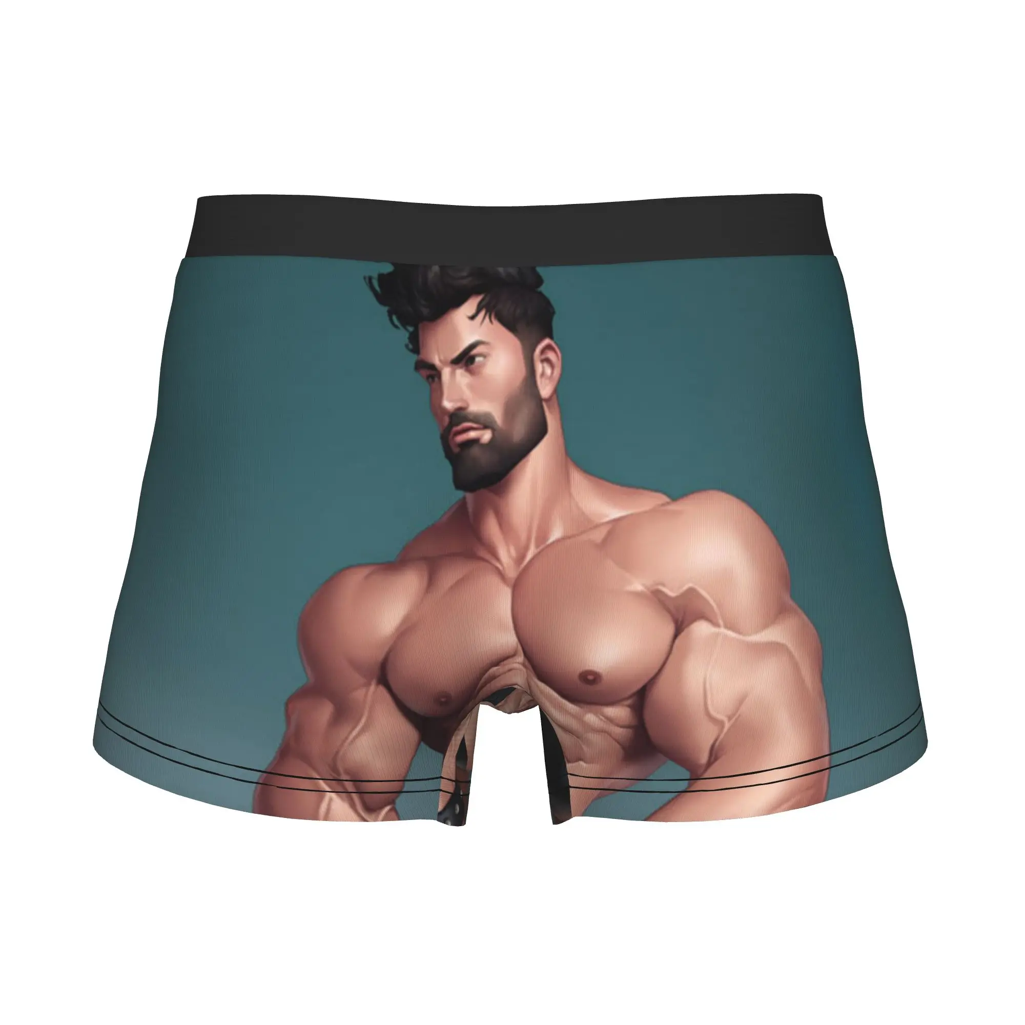 Male Funny Tempting Gym Muscle Man Sexy Hunk Underwear Gay Pride Body Art Boxer Briefs Soft Shorts Panties Underpants