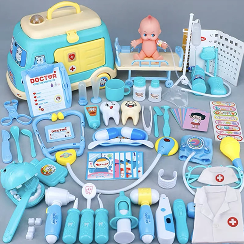 Ambulância conjunto role play médico jogo brinquedos medicina simulação dentista tratamento dentes fingir jogar medicina brinquedo para o bebê infantil