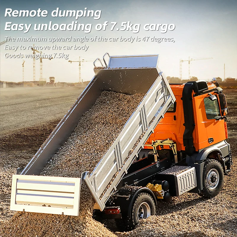 

KABOLITE 5701 1/14 Scale RC Dump Truck 4x4 Remote Control Dumper Car RC Tipper Light Sound System 2-speed Toys Model TH24347