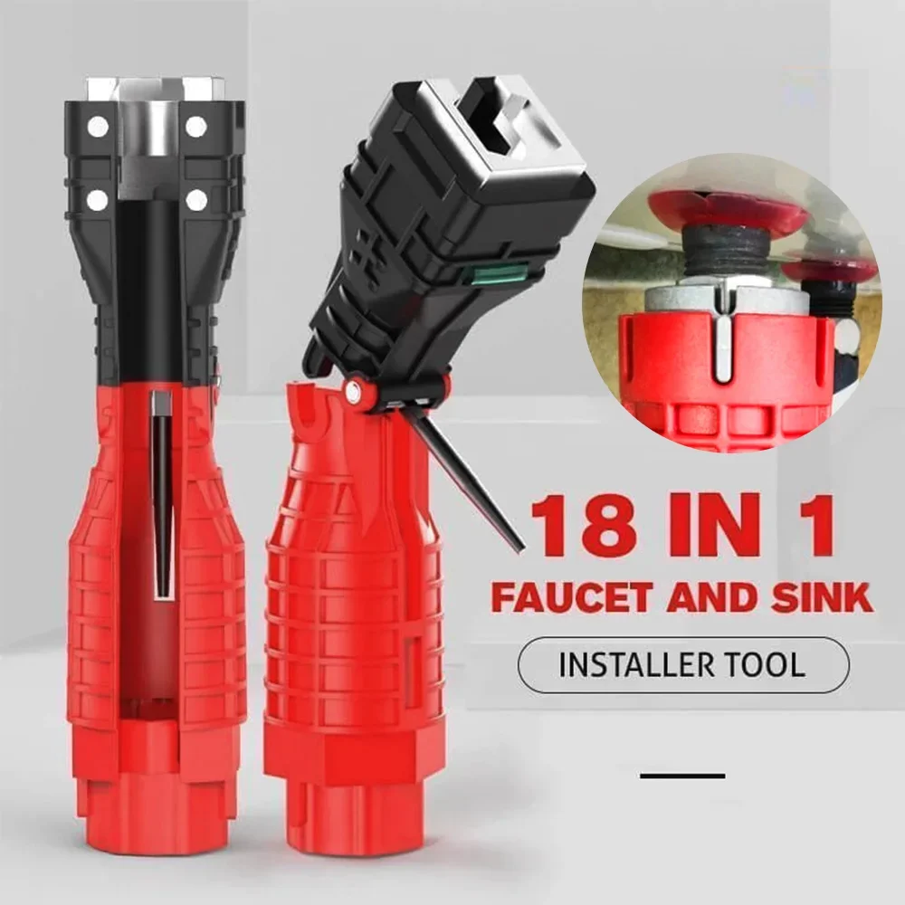 18 In 1 Adjustable Wrench Faucet Sink Installer Socket Wrench Multi-purpose Pipe Spanner Foldable Sink Faucet Plumbing Wrench