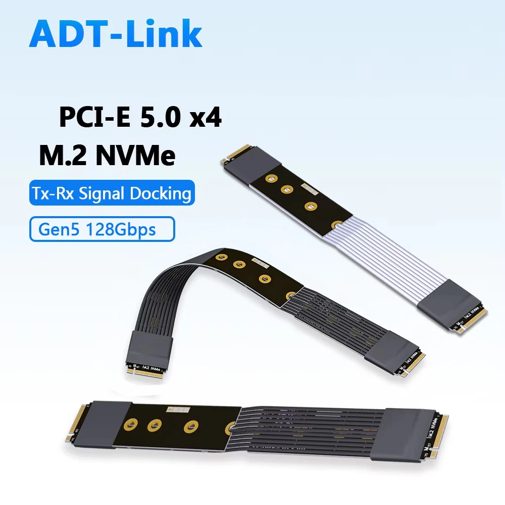 PCIe 5.0 x4 M.2 NVMe  M.2 NVMe to M.2 Nvme Male Signal Dock Extension Cable Full Speed PCI-e Tx-Tx Rx Riser Adapter 15-100cm