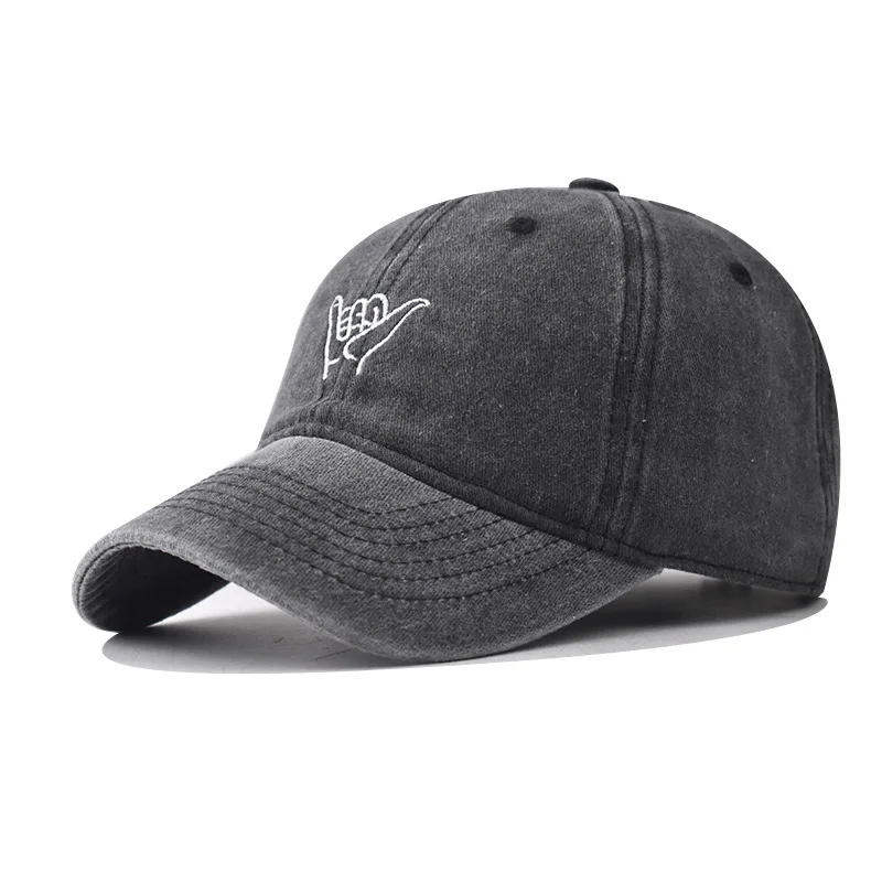

Six Finger Embroidered Washed Vintage Distressed Dad Hat Classic Baseball Cap