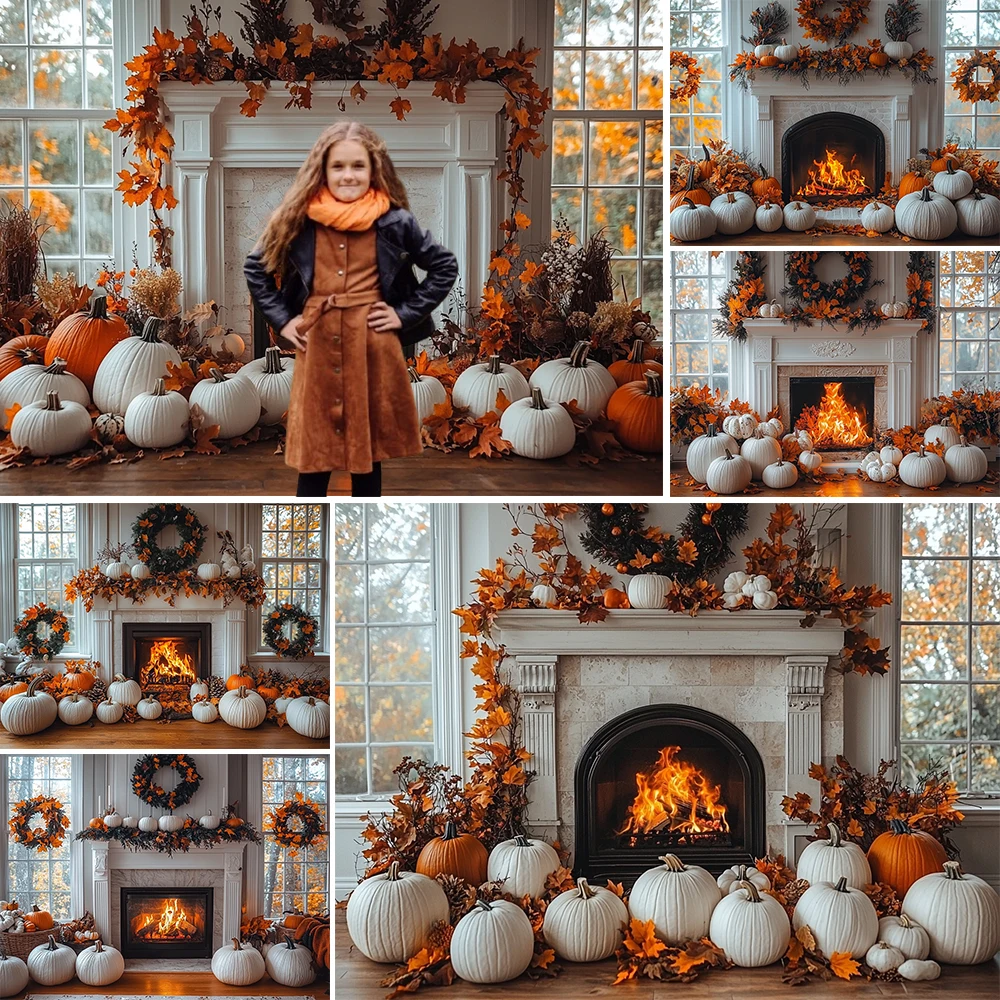 Осенний фон для фотосъемки с тыквой, искусственное украшение для детей, праздничный портретный фон, Фотостудия