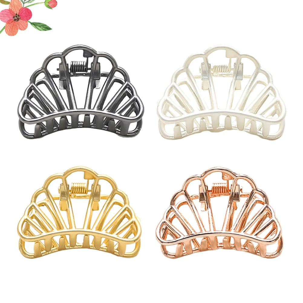 

4 pcs Metal Clips Plating Alloy Strong Hold Teeth Design For Thick Thin Hair Women Girls Hair Claw Barrette Casual Bathing
