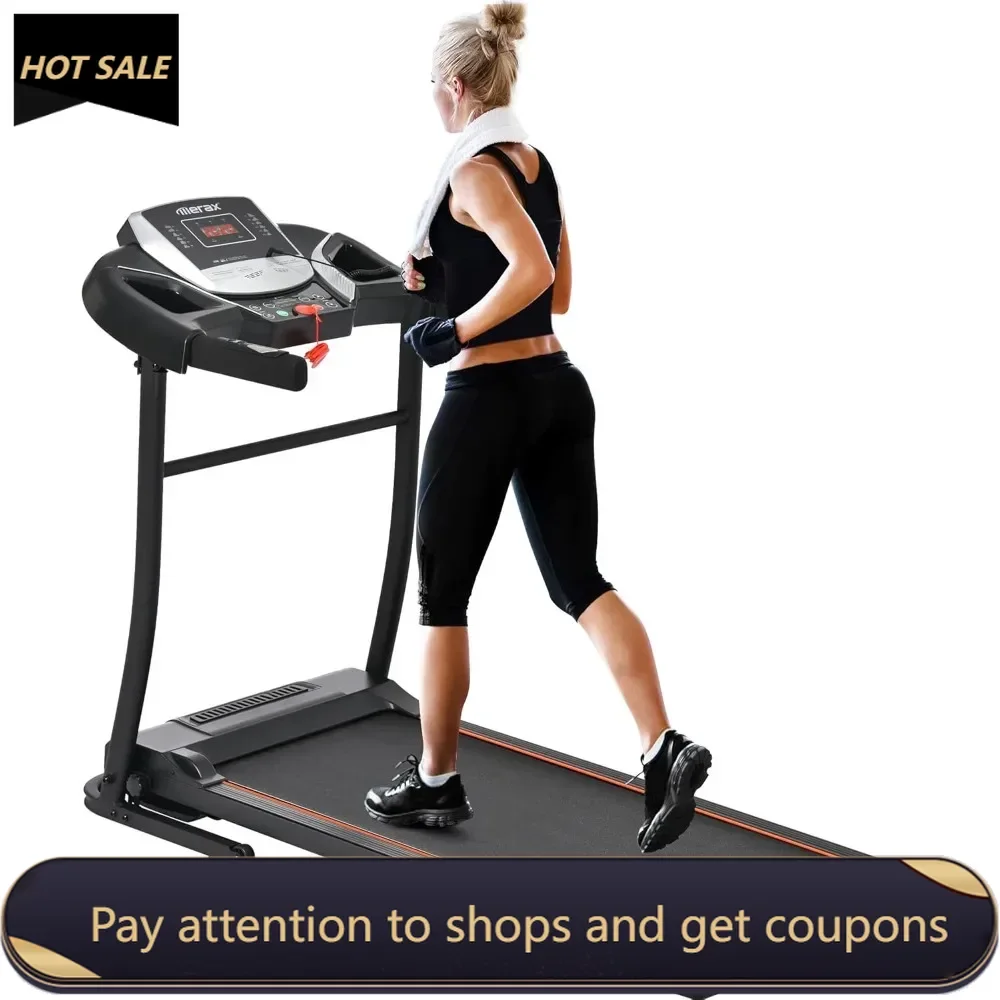 

Electric Folding Treadmill–Easy Assembly Fitness Motorized Running Jogging Machine with Speakers for Home Use，12 Preset Programs